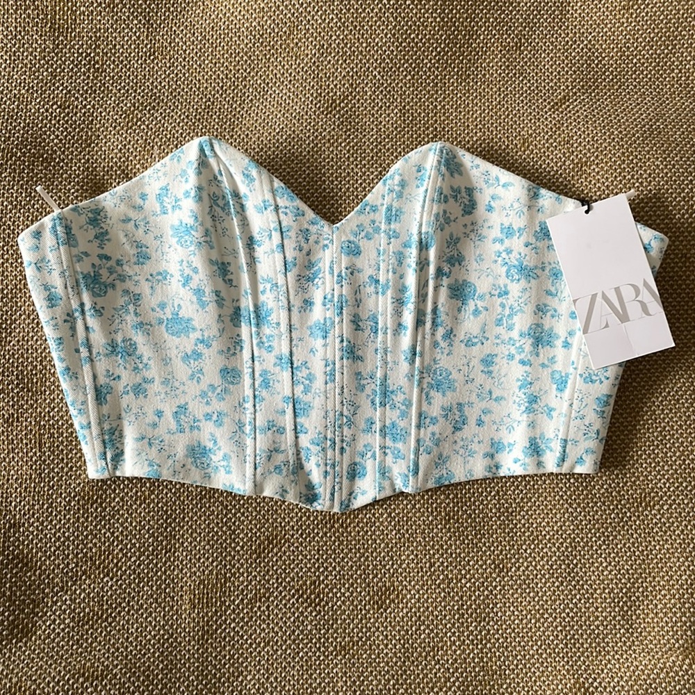 Zara - blue floral corset top